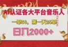 AI音乐申请各大平台音乐人，最详细的教材，一单60，第一天25单，日入2000+